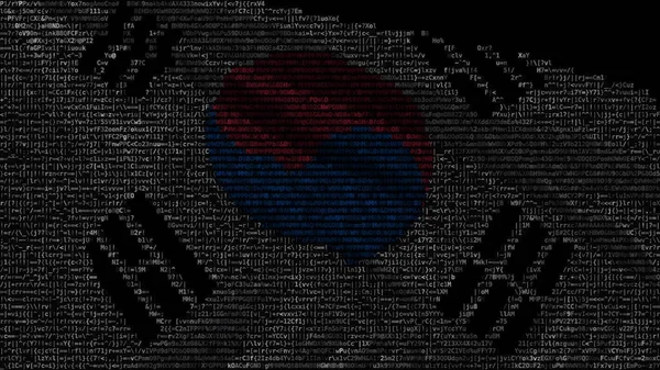 Acenando bandeira digital da Coréia na tela do computador, renderização 3d — Fotografia de Stock