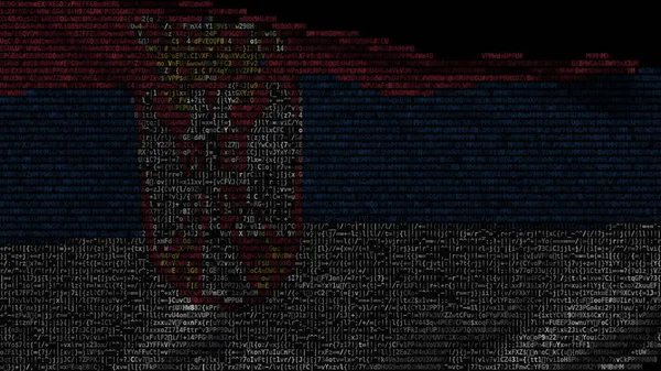 Перемещение цифрового флага Сербии на дисплее. 3d-рендеринг — стоковое фото