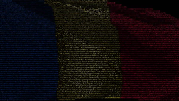 Перемещение цифрового флага Румынии на дисплее. 3d-рендеринг — стоковое фото