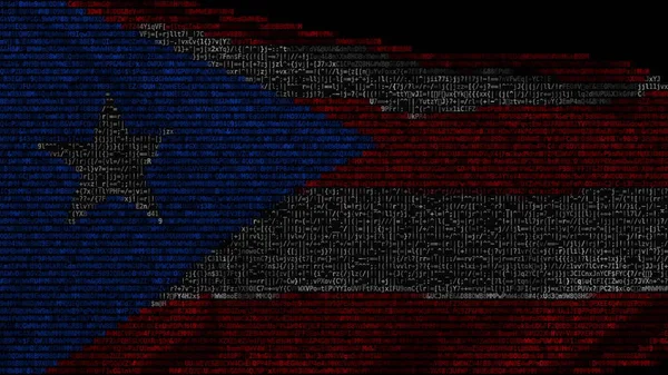 Flag of Puerto Rico made of computer code, 3d rendering — стокове фото