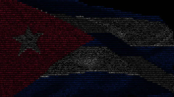 Het verplaatsen van de digitale vlag van Cuba op het display. 3d destructie — Stockfoto