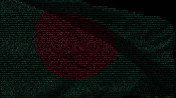 Het verplaatsen van de digitale vlag van Bangladesh op het display. 3d destructie — Stockfoto