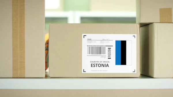 Przesyłka z Estonii w magazynie usług pocztowych — Zdjęcie stockowe