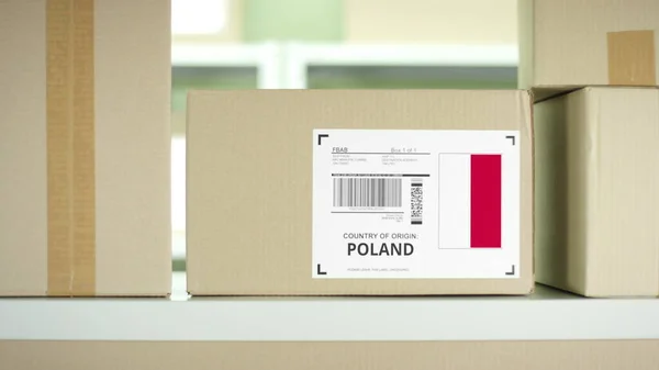 Balíček s produkty z Polska — Stock fotografie