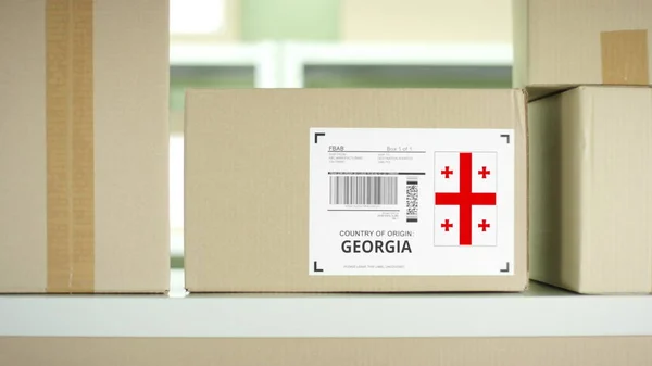 Krabička z Georgie na polici — Stock fotografie