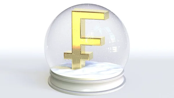 玻璃雪球，内装瑞士法郎符号。财务d — 图库照片