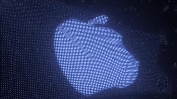 APPLE INC in Verbindung setzen. Logo auf einer schwenkenden digitalen Flagge, 3D-Animation in Schleifen — Stockvideo