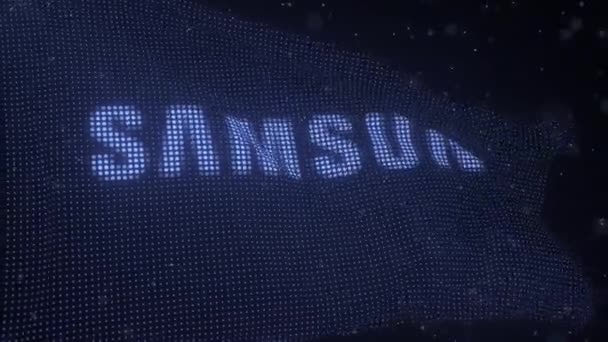 SAMSUNG-Logo auf einer schwenkenden digitalen Flagge, 3D-Animation — Stockvideo