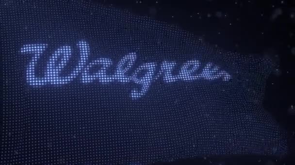 Machanie cyfrową flagą z logo firmy WALGREENS, pętla animacji 3D — Wideo stockowe