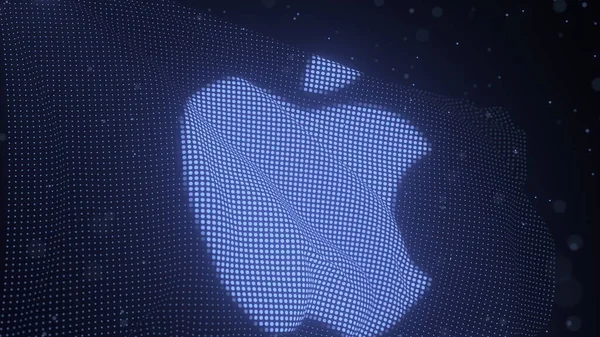 APPLE INC. logo na vlnící se digitální vlajce, editorial 3d rendering — Stock fotografie