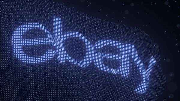 Acenando bandeira digital com logotipo da empresa EBAY, renderização 3d, renderização 3D editorial — Fotografia de Stock