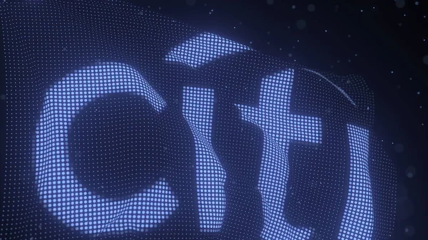 Логотип CITIGROUP на размахивающемся цифровом флаге, редакционная 3D рендеринг — стоковое фото