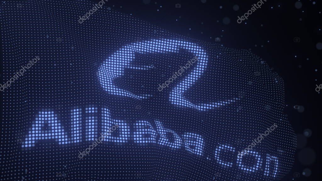 Logo on a waving digital flag 3d