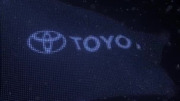 TOYOTA-Logo auf einer schwenkenden digitalen Flagge, 3D-Animation — Stockvideo