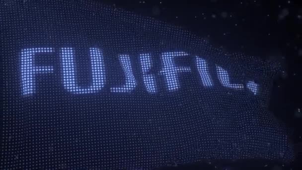 FUJIFILM logó hullámzó digitális zászlóval, hurok 3D animáció — Stock videók