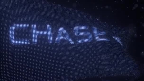 Wwaving digital flag with CHASE company logo, looping 3d animation — 비디오