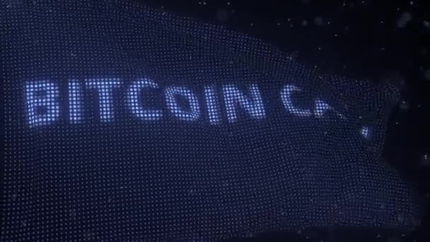 Bitcoin cash cryptocurrency name on waving digital flag, looping 3d animation — Stock video