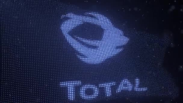 Schwingende digitale Flagge mit TOTAL-Firmenlogo, 3D-Looping-Animation — Stockvideo