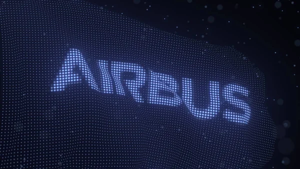 Логотип AIRBUS на развевающемся цифровом флаге, редакционная 3D рендеринг — стоковое фото