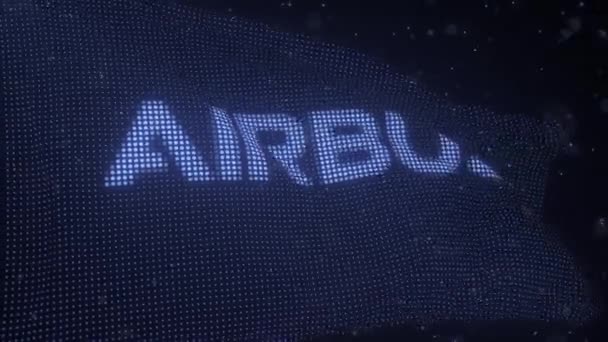 AIRBUS 로고, 흔들고 있는 디지털 플래그 , 3d 애니메이션 — 비디오