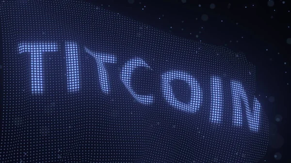 Titcoin cryptocurrency név hullámzó digitális zászló, 3D renderelés, 3D renderelés — Stock Fotó