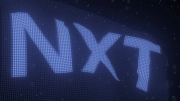 Nxt cryptocurrency name on waving digital flag, 3d rendering, 3d rendering — Stock Photo, Image