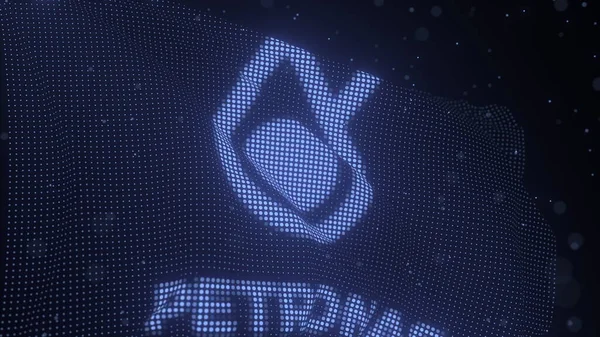 Размахивание цифровым флагом с логотипом компании PETRONAS, 3D рендеринг, редакционная 3D рендеринг — стоковое фото