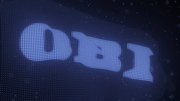 Bandiera digitale sventolante con logo aziendale OBI, rendering 3d, rendering editoriale 3d — Foto Stock