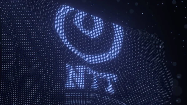 NTT logo on a waving digital flag, editorial 3d rendering — Stock Photo, Image