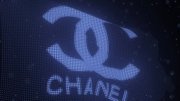 使用CHANEL公司标志、 3D渲染、 3D渲染的数字旗帜 — 图库照片