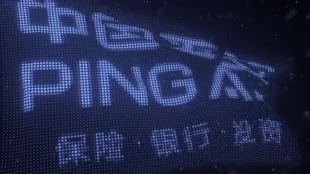 PING AN-Logo auf einer schwenkenden digitalen Flagge, 3D-Looping-Animation — Stockvideo