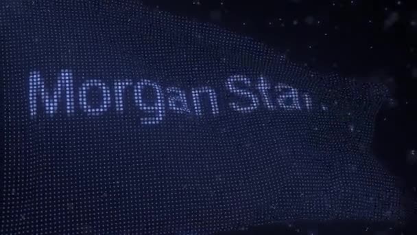 MORGAN STANLEY Logo auf einer schwenkenden digitalen Flagge, 3D-Animation — Stockvideo