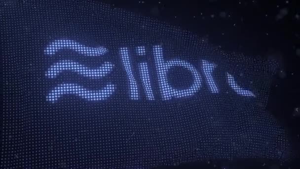 Fahnenschwenken mit LIBRA-Logo, 3D-Looping-Animation — Stockvideo