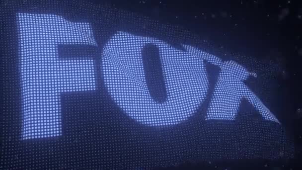 FOX 로고, 흔들어 대는 디지털 깃발 , 3d 애니메이션 — 비디오