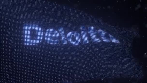 DELOITTE logo sur un drapeau numérique ondulant, animation 3D en boucle — Video