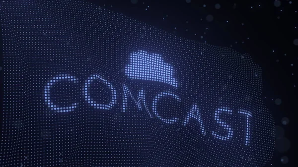 Waving digital flag with COMCAST company logo, 3d rendering, editorial 3d rendering — ストック写真