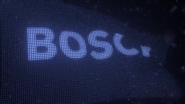Waving digital flag with BOSCH company logo, looping 3d animation — Stock videók