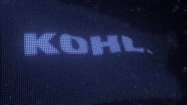 Waving digital flag with KOHLS company logo, looping 3d animation — 비디오
