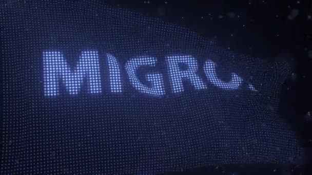 Waving digital flag with MIGROS company logo, looping 3d animation — Stockvideo
