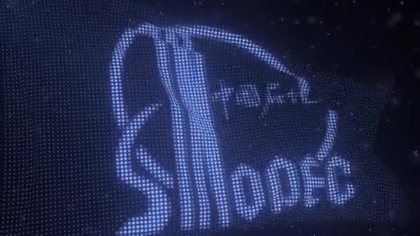 SINOPEC logo on a waving digital flag, looping 3d animation — Stockvideo