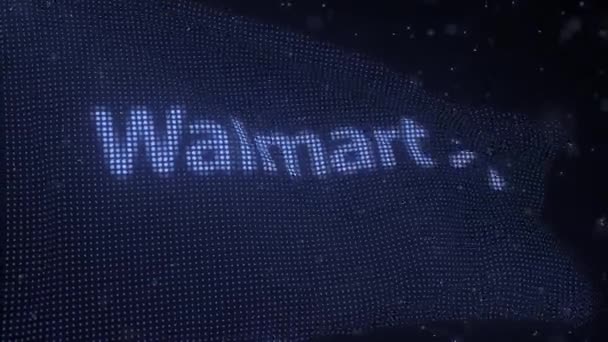 WALMART logo on a waving digital flag, looping 3d animation — Stockvideo