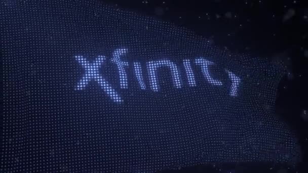 Waving digital flag with XFINITY company logo, looping 3d animation — Vídeo de Stock