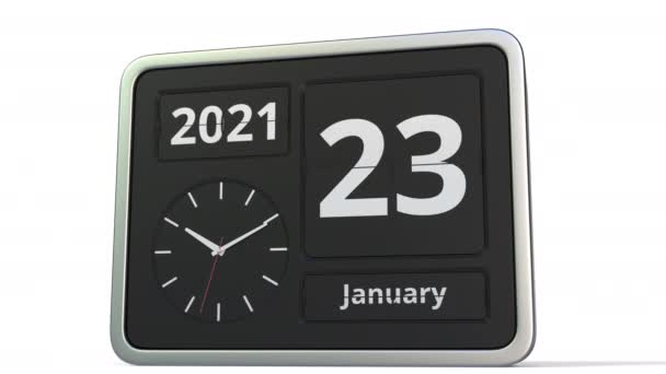 January 24 date on the flip clock calendar, 3d animation — Stockvideo