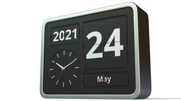 24 mei datum op de flip clock kalender, 3d rendering — Stockfoto