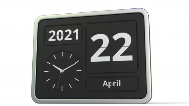 23. April Datum auf dem Flip-Clock-Kalender, 3D-Animation — Stockvideo