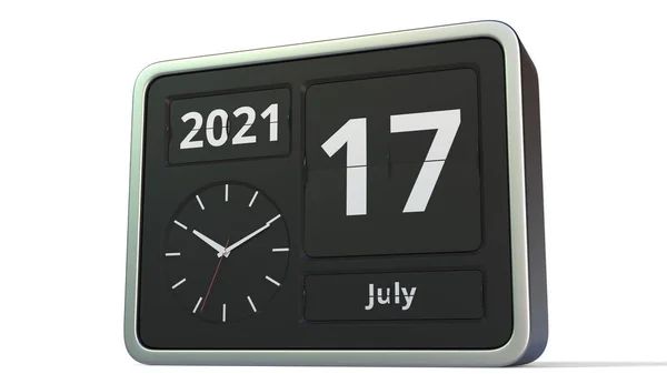 17 juli datum op de retro flip clock kalender, 3d weergave — Stockfoto