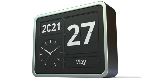 27 mei datum op de flip clock kalender, 3d rendering — Stockfoto