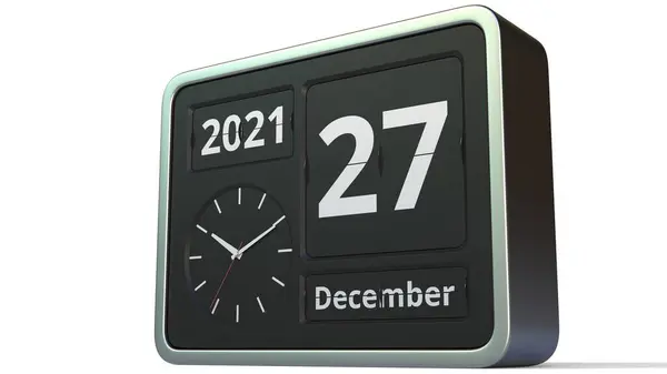 27 grudnia data w kalendarzu flip clock, renderowania 3d — Zdjęcie stockowe
