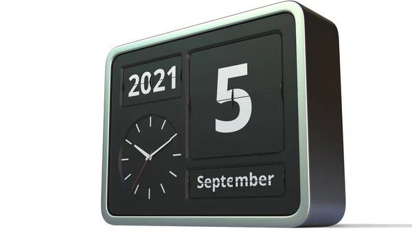 5. September Datum auf dem Flip-Clock-Kalender, 3D-Rendering — Stockfoto