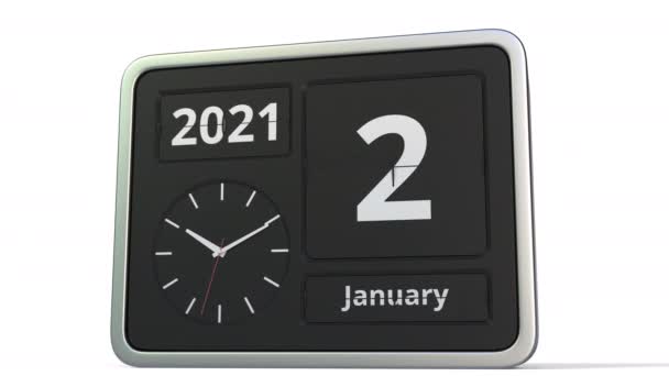 3 stycznia data w kalendarzu flip clock, animacja 3D — Wideo stockowe